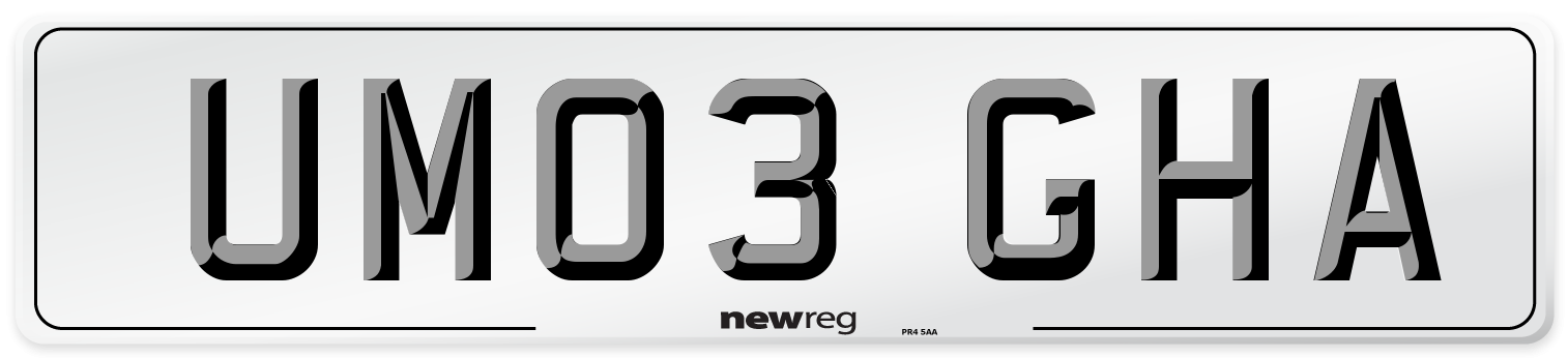 UM03 GHA Number Plate from New Reg